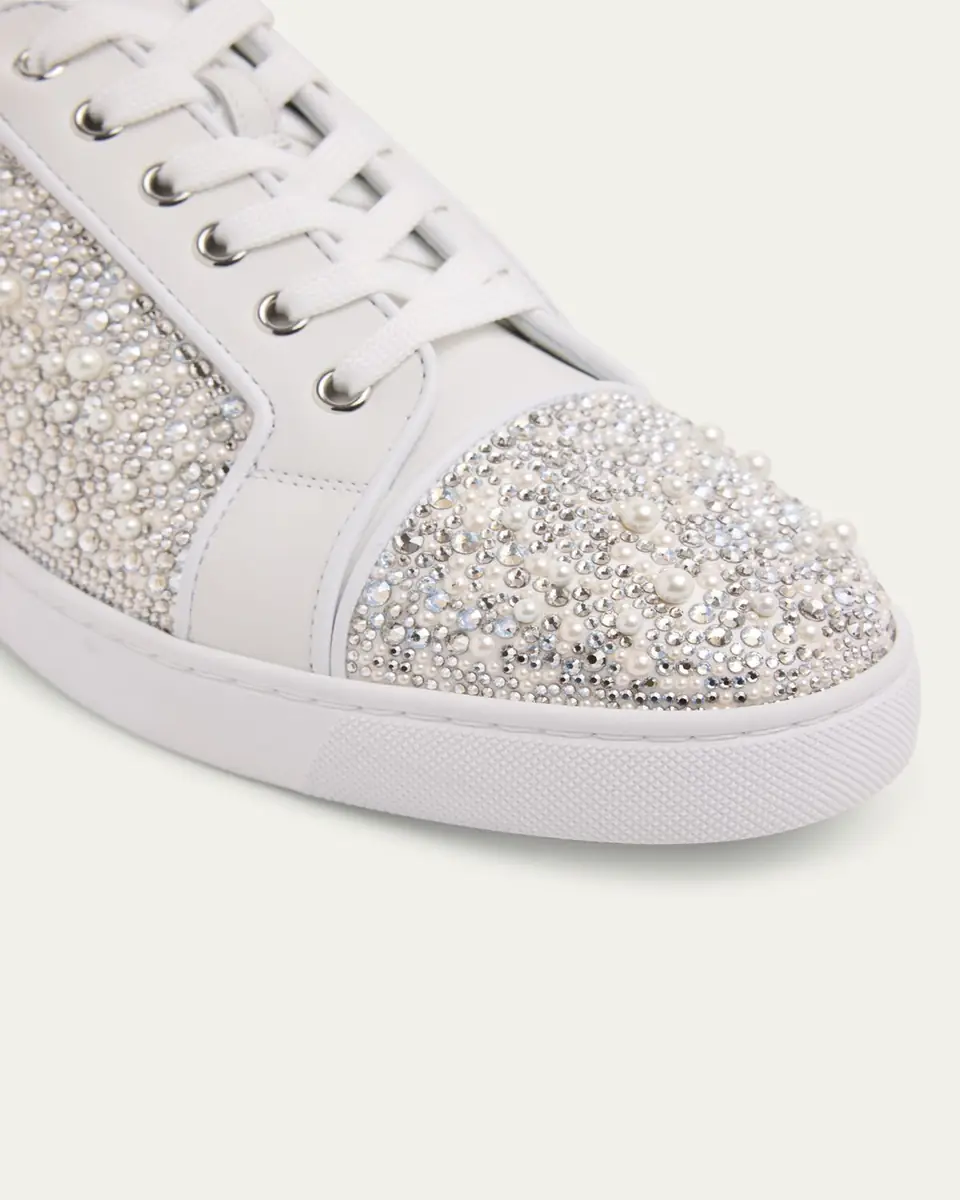 Christian Louboutin Men's Louperla Crystal and Pearly Leather Low-Top Sneakers | Thumbnail 3 Christian Louboutin Men's Louperla Crystal and Pearly Leather Low-Top Sneakers | Thumbnail 3