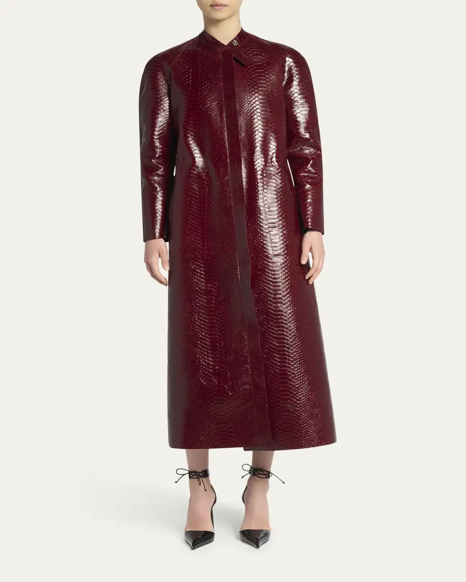 TOM FORD Snake-Embossed Leather Long Coat | Thumbnail 2 TOM FORD Snake-Embossed Leather Long Coat | Thumbnail 2