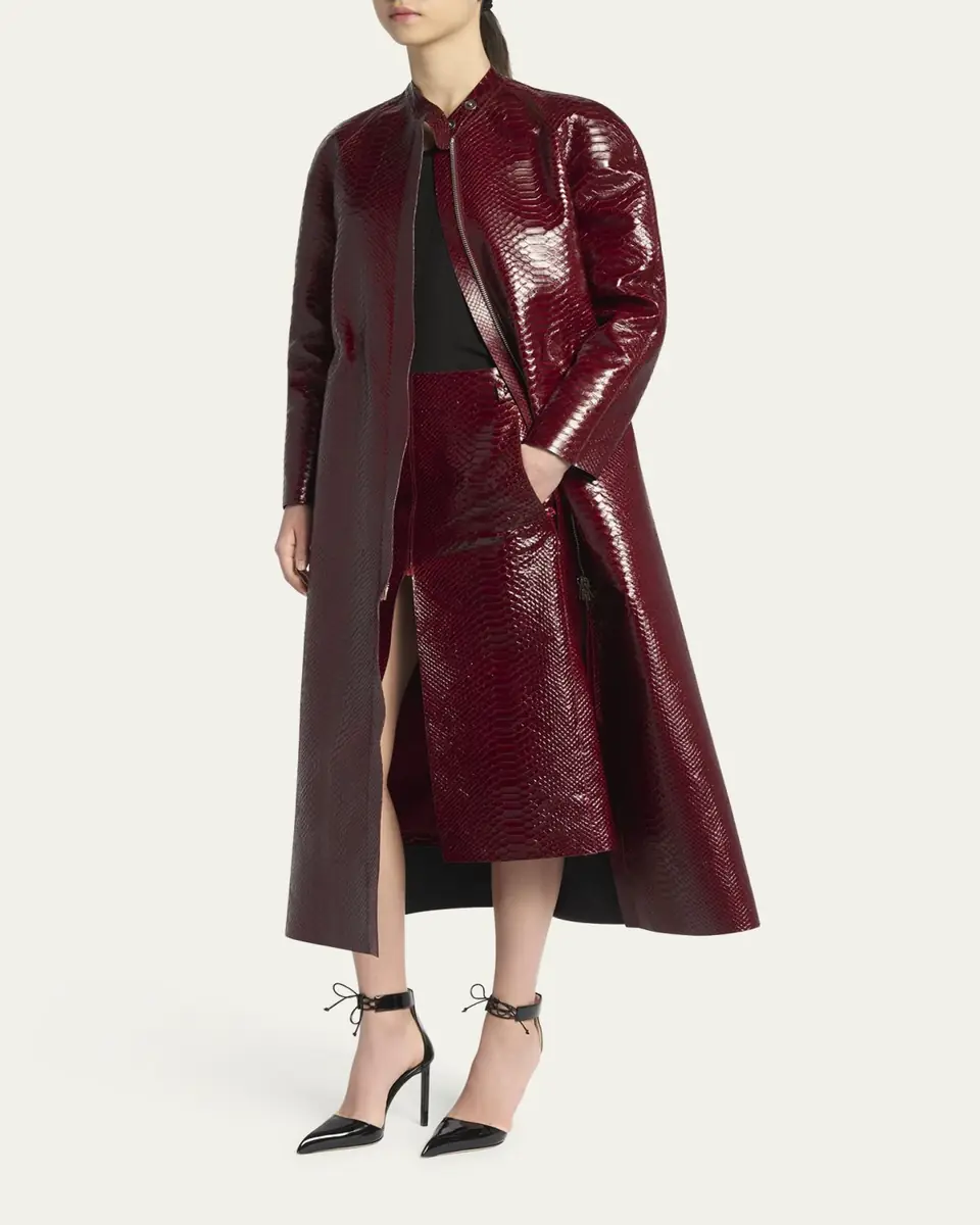 TOM FORD Snake-Embossed Leather Long Coat | Thumbnail 4 TOM FORD Snake-Embossed Leather Long Coat | Thumbnail 4