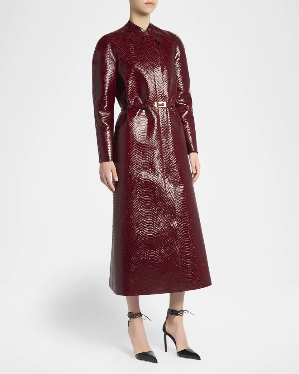 TOM FORD Snake-Embossed Leather Long Coat | Thumbnail 8 TOM FORD Snake-Embossed Leather Long Coat | Thumbnail 8
