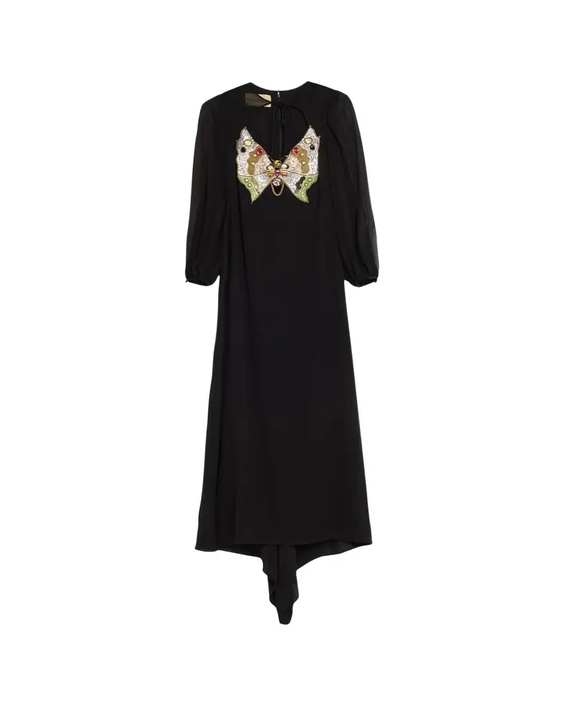 Embroidered Silk Georgette Long Dress
