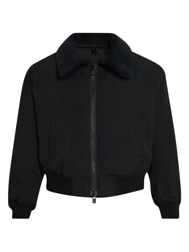 Yohji Yamamoto Men's Wool Gabardine Flight Jacket with Removable Faux Fur Collar