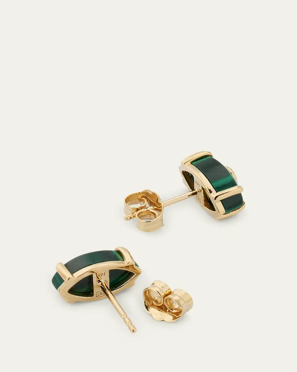 Sydney Evan 14K Carved Malachite and Diamond Evil Eye Earrings | Thumbnail 4 Sydney Evan 14K Carved Malachite and Diamond Evil Eye Earrings | Thumbnail 4
