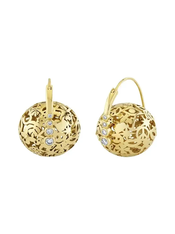 14K Yellow Gold Diamond Icon Drop Earrings 14K Yellow Gold Diamond Icon Drop Earrings