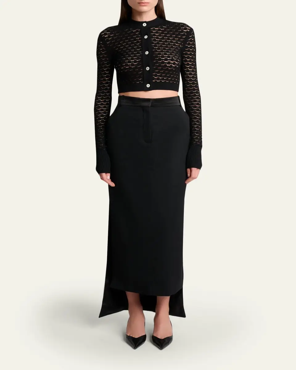 Lanvin Tailored Wool High-Low Skirt | Thumbnail 2