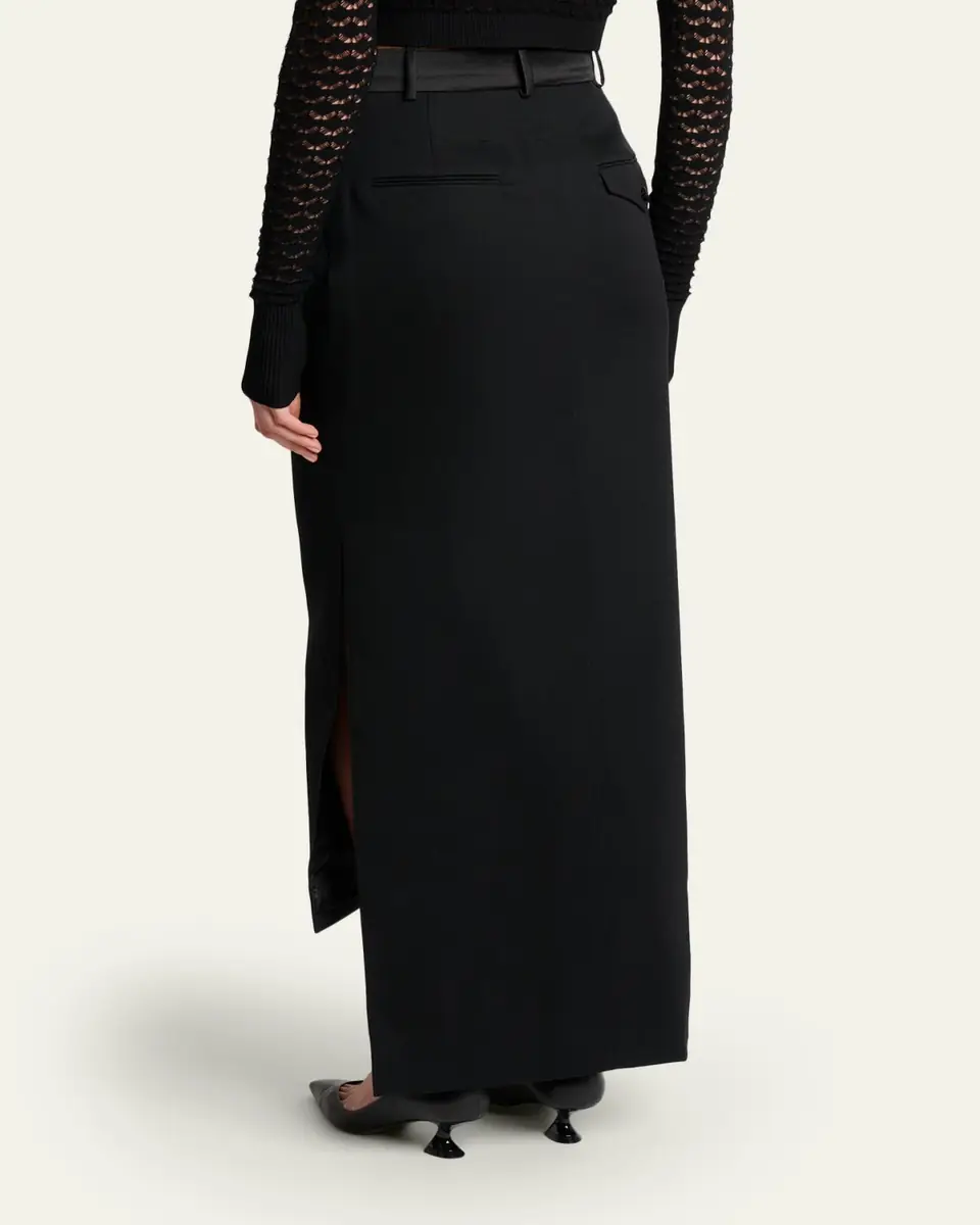 Lanvin Tailored Wool High-Low Skirt | Thumbnail 3