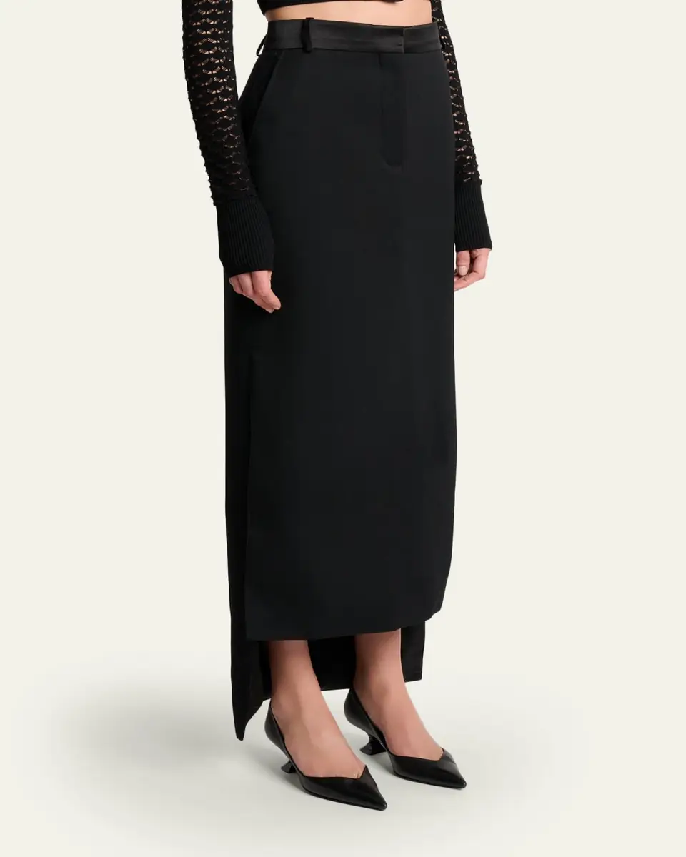 Lanvin Tailored Wool High-Low Skirt | Thumbnail 4