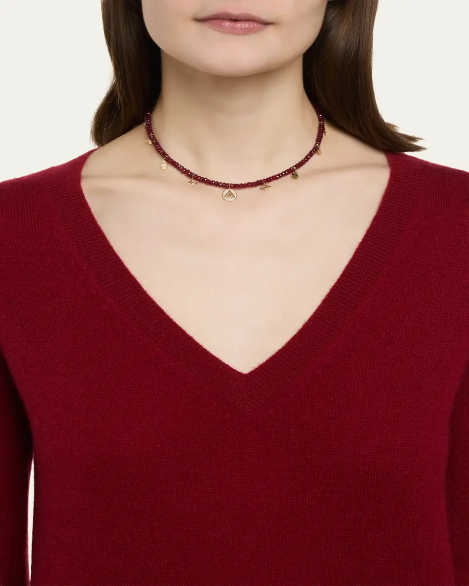 Sydney Evan 14K Diamond Icon Charms on Rondelle Necklace | Thumbnail 2 Sydney Evan 14K Diamond Icon Charms on Rondelle Necklace | Thumbnail 2