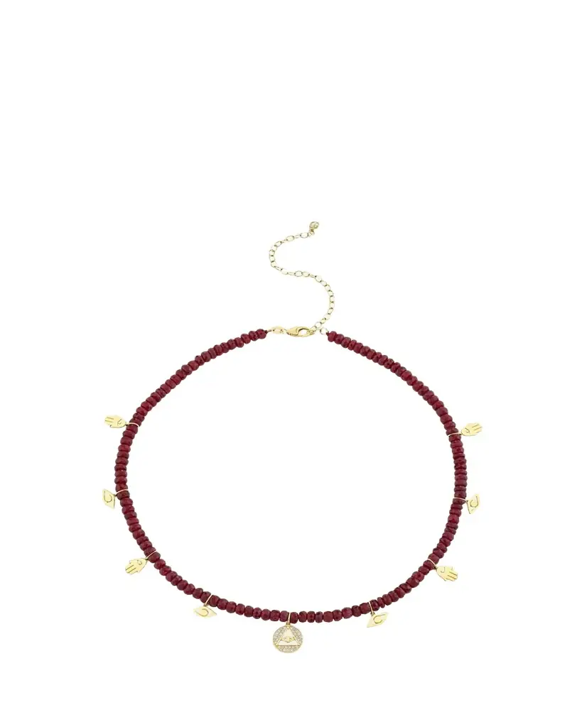 14K Diamond Icon Charms on Rondelle Necklace