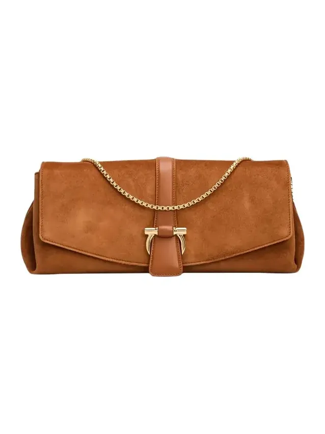Suede Gancio Buckle Shoulder Bag