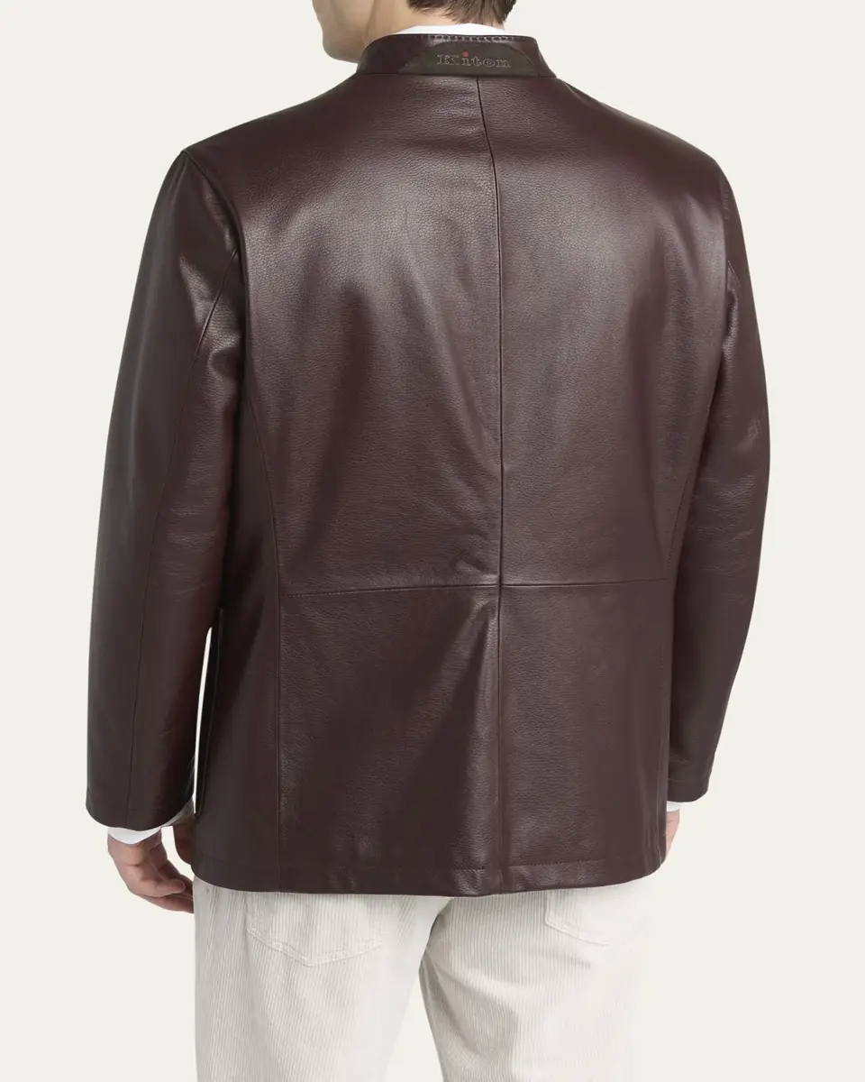 Kiton Men's Stand-Collar Leather Jacket | Thumbnail 3