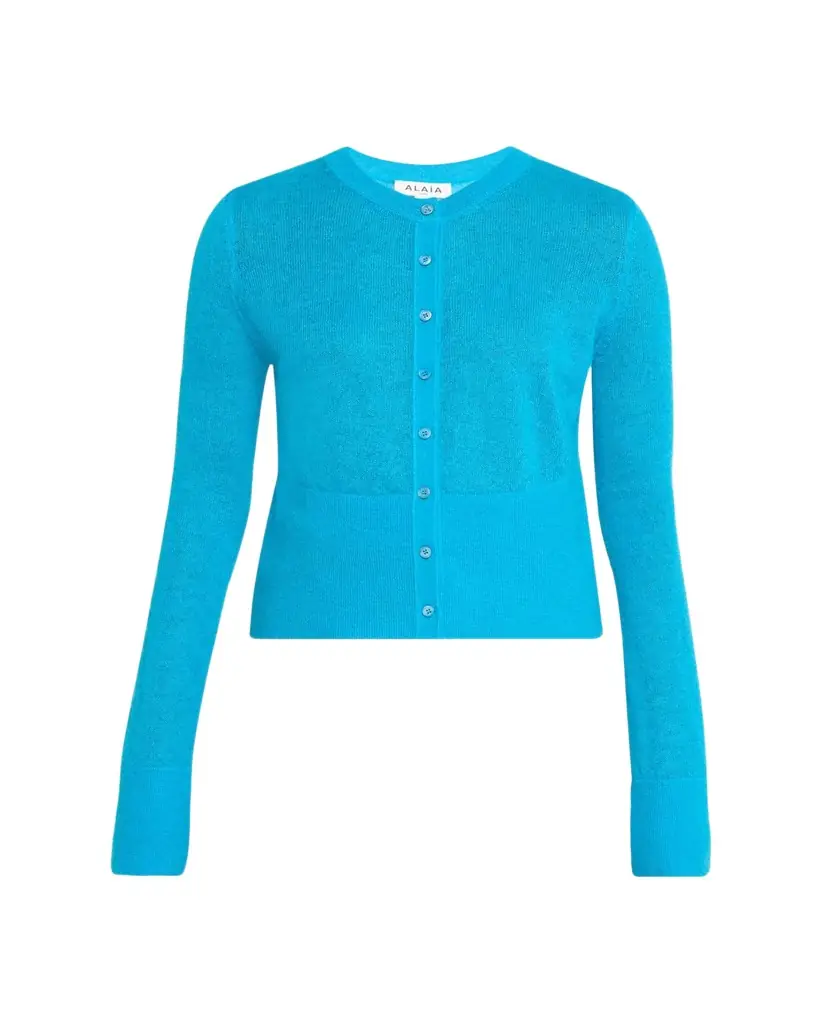 Alaïa Mohair-Blend Crewneck Cardigan | Image 1 Alaïa Mohair-Blend Crewneck Cardigan | Image 1