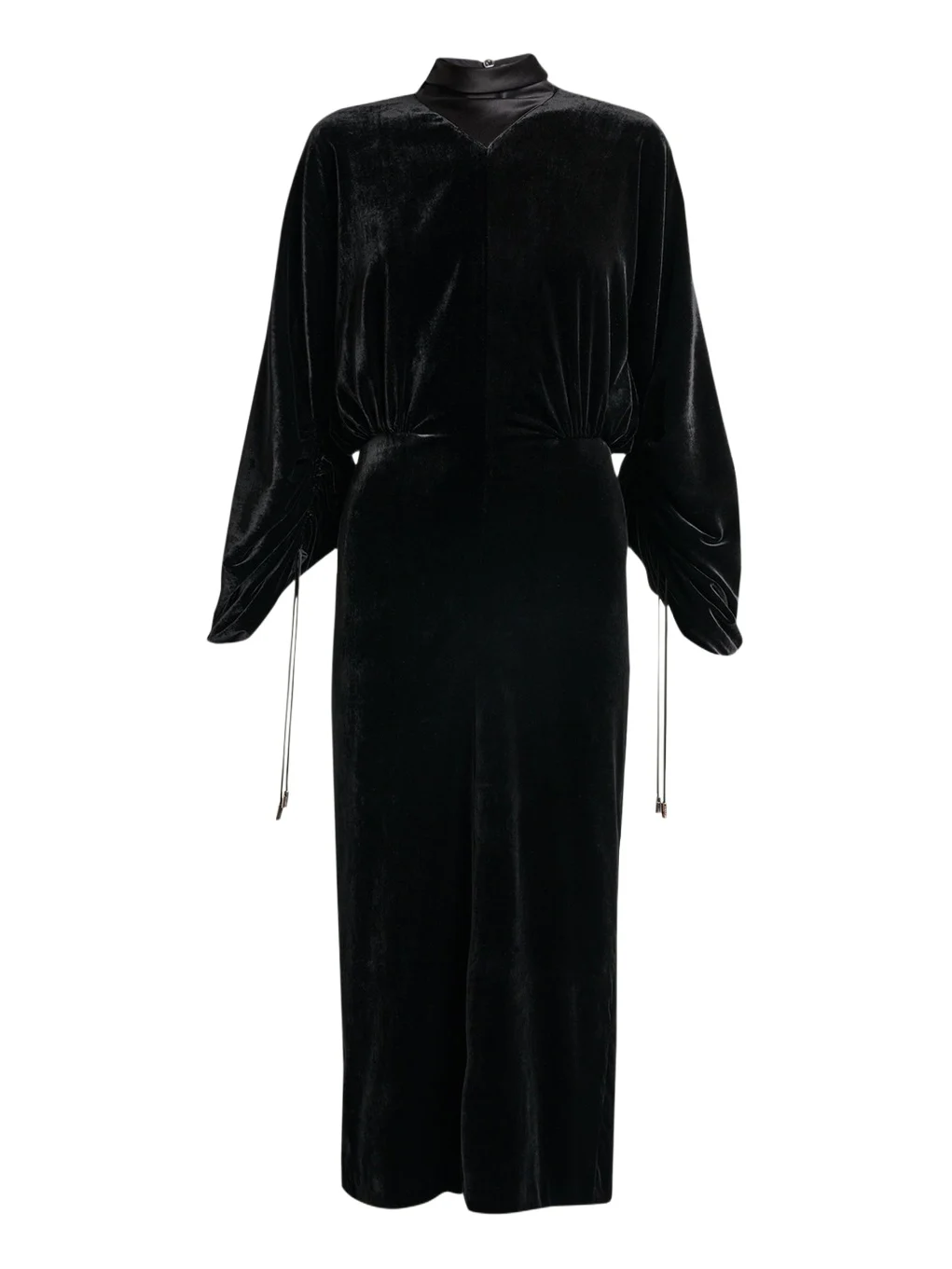 Lanvin Ruched Bell-Sleeve Velvet Maxi Dress