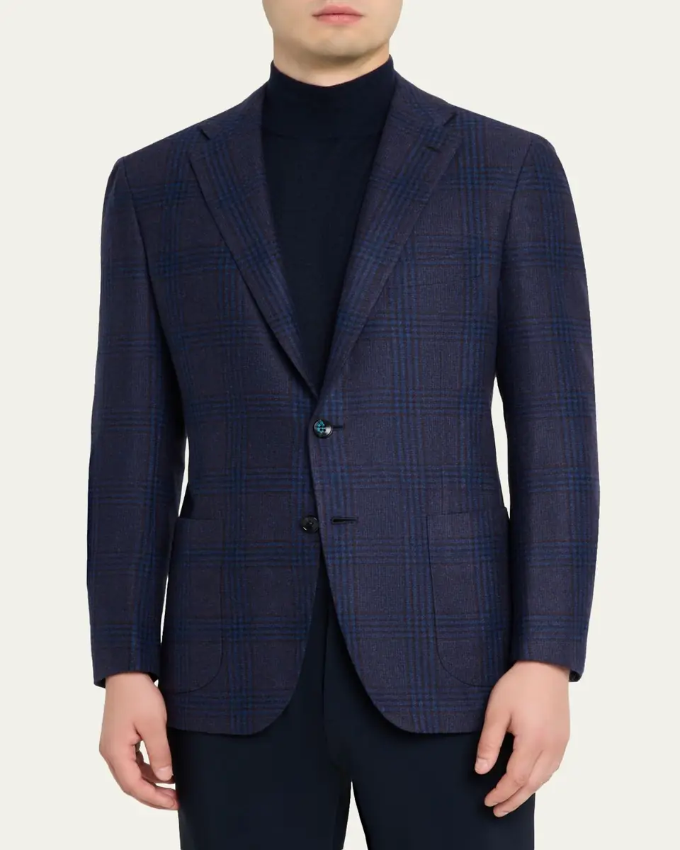 Kiton Men's Glen Plaid Cashmere Sport Coat | Thumbnail 4 Kiton Men's Glen Plaid Cashmere Sport Coat | Thumbnail 4