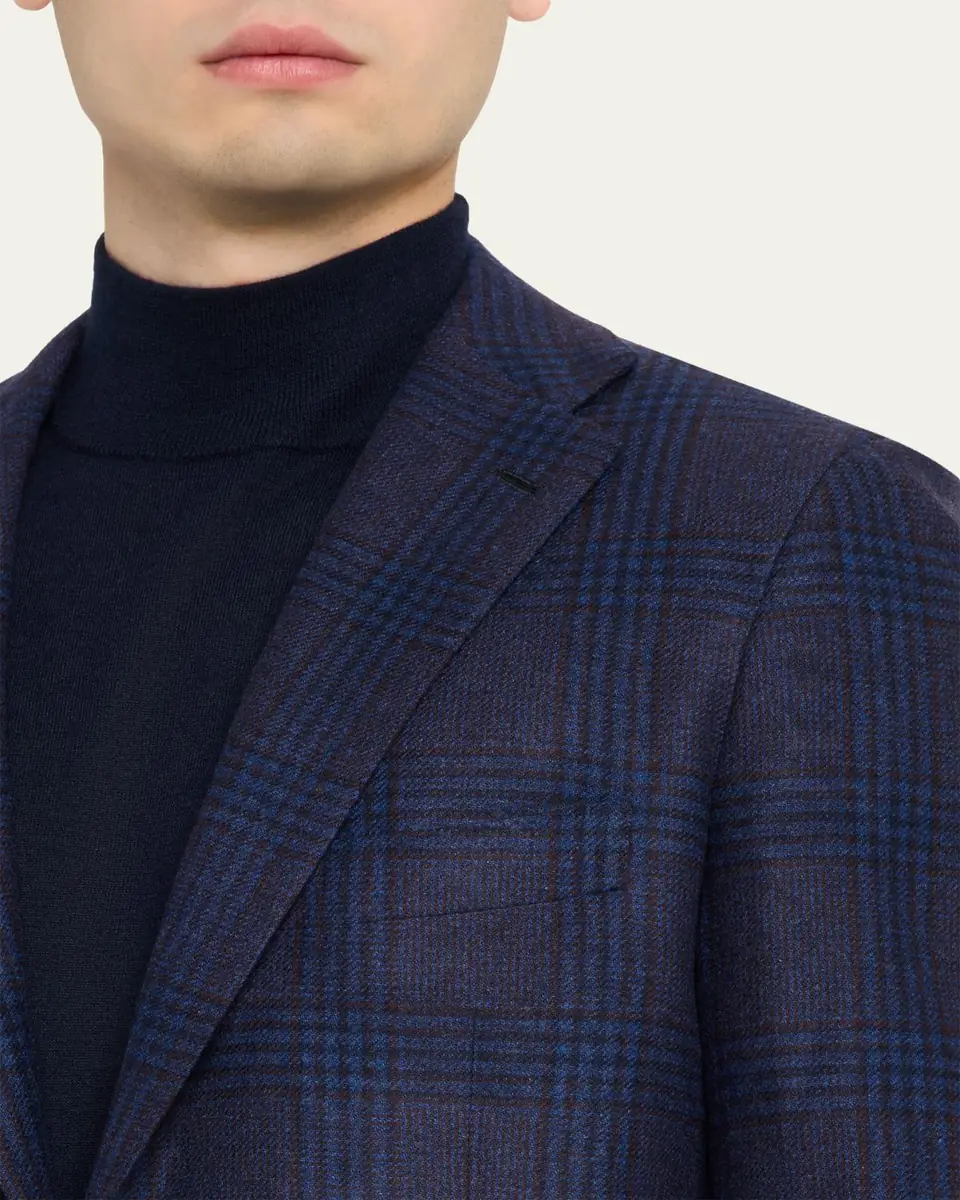 Kiton Men's Glen Plaid Cashmere Sport Coat | Thumbnail 5 Kiton Men's Glen Plaid Cashmere Sport Coat | Thumbnail 5