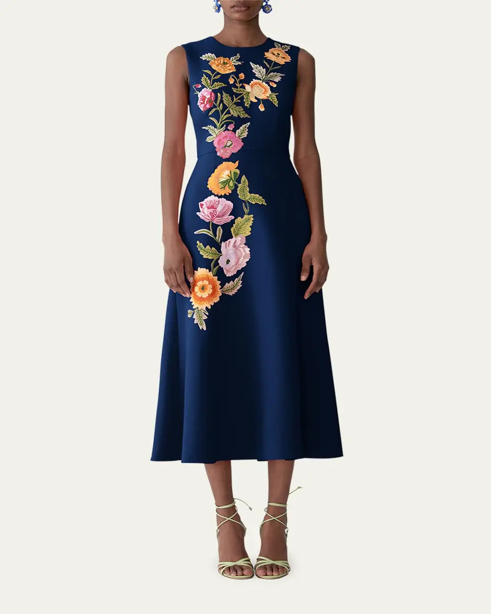Carolina Herrera Floral Embroidered Sleeveless Midi Dress | Thumbnail 2 Carolina Herrera Floral Embroidered Sleeveless Midi Dress | Thumbnail 2
