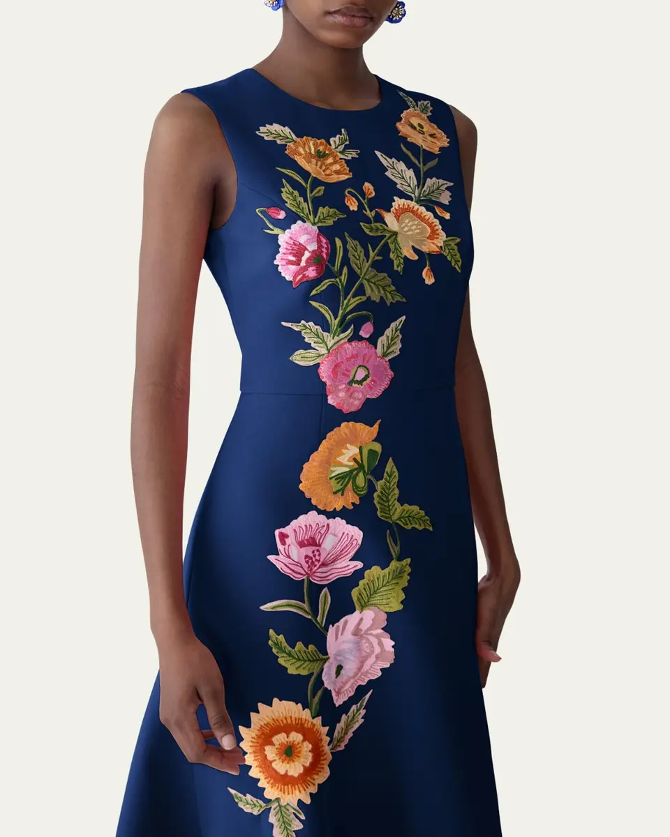 Carolina Herrera Floral Embroidered Sleeveless Midi Dress | Thumbnail 4 Carolina Herrera Floral Embroidered Sleeveless Midi Dress | Thumbnail 4