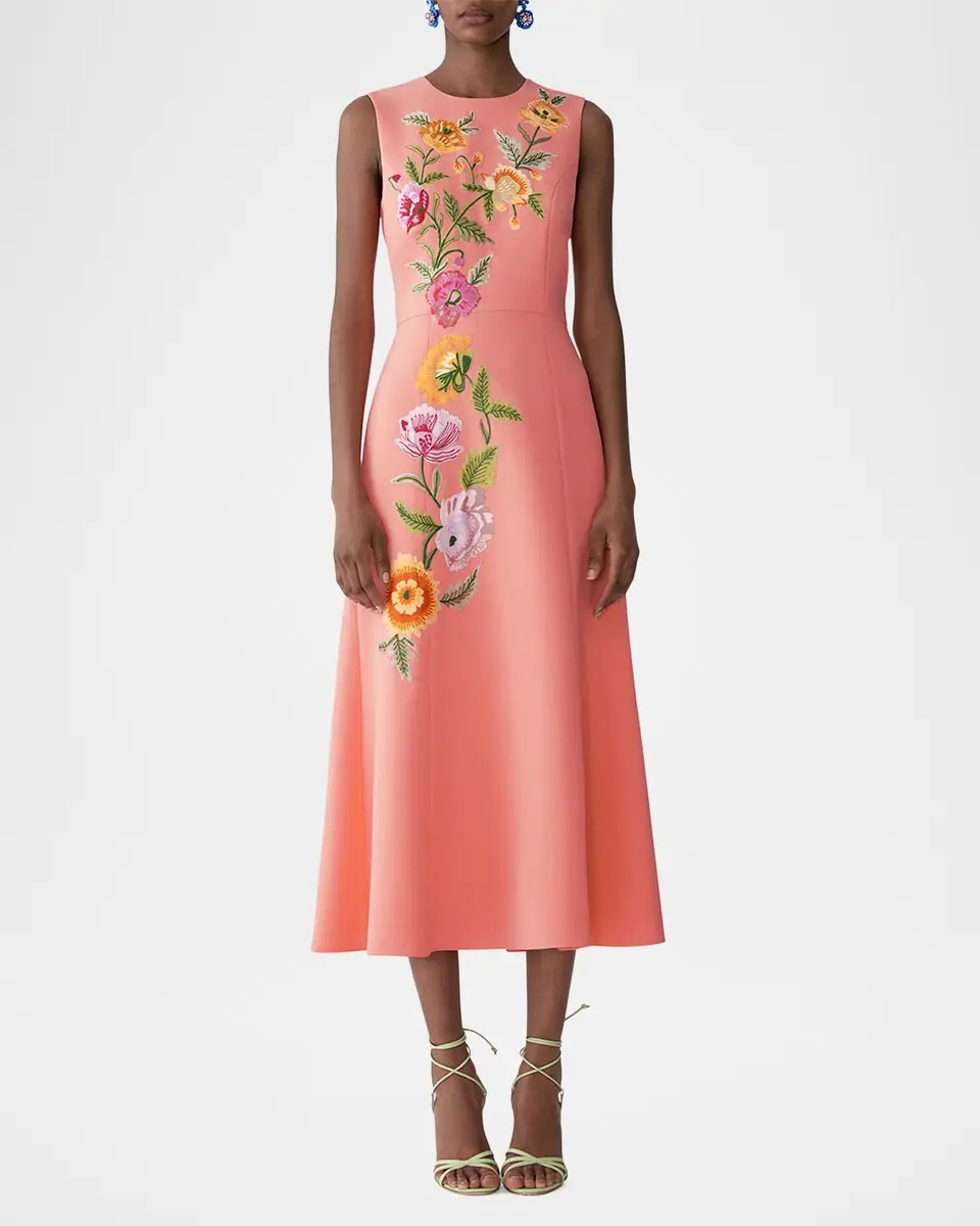 Carolina Herrera Floral Embroidered Sleeveless Midi Dress | Thumbnail 5 Carolina Herrera Floral Embroidered Sleeveless Midi Dress | Thumbnail 5