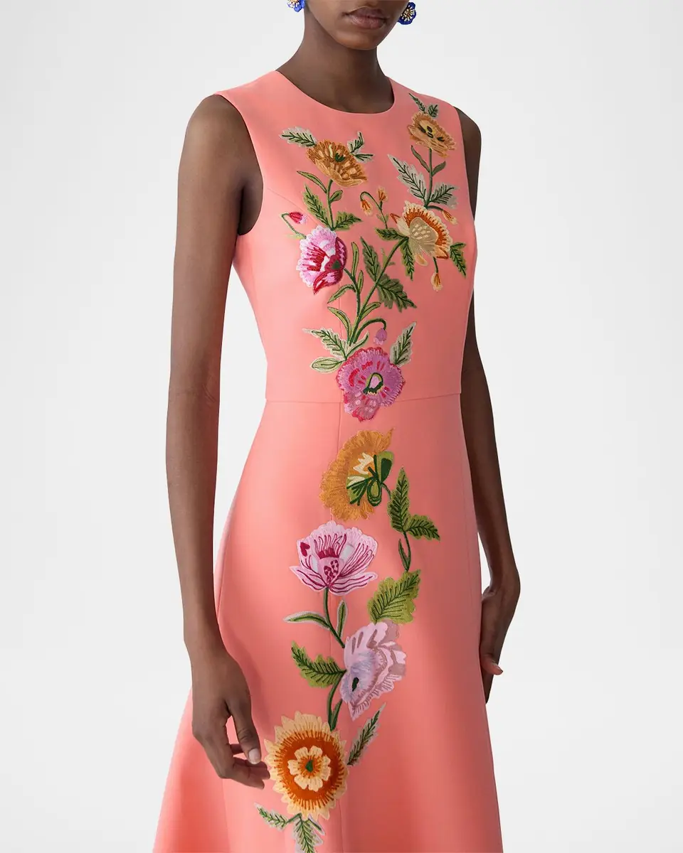 Carolina Herrera Floral Embroidered Sleeveless Midi Dress | Thumbnail 7 Carolina Herrera Floral Embroidered Sleeveless Midi Dress | Thumbnail 7