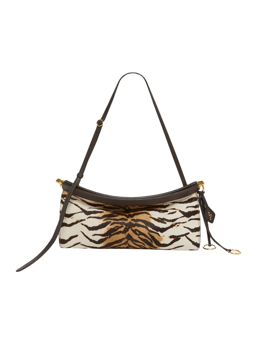 ALAÏA Le Click Tiger-Print Calf Hair East-West Shoulder Bag