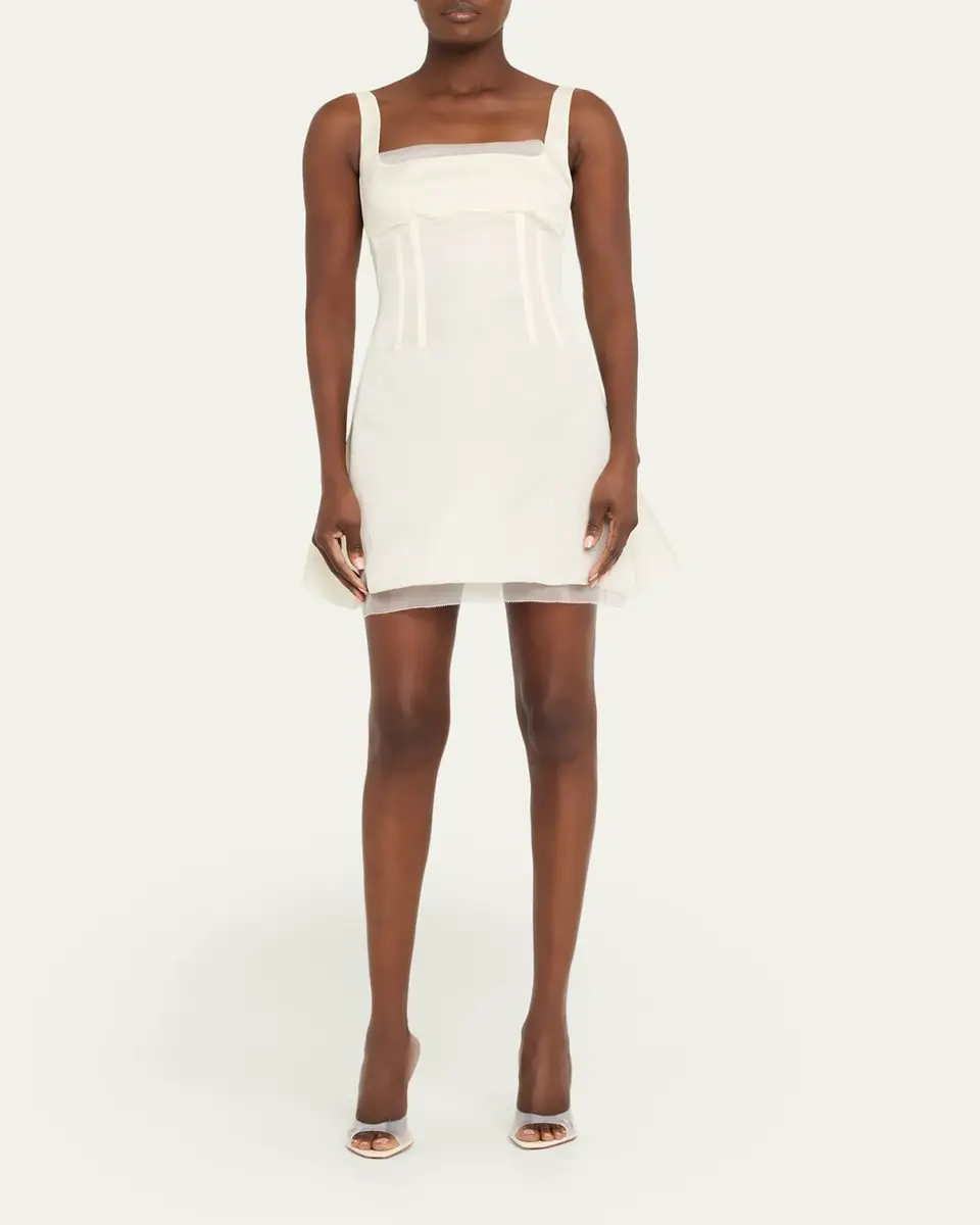 Alexander McQueen Square-Neck Ruffle Kickback Mini Corset Dress | Thumbnail 2 Alexander McQueen Square-Neck Ruffle Kickback Mini Corset Dress | Thumbnail 2