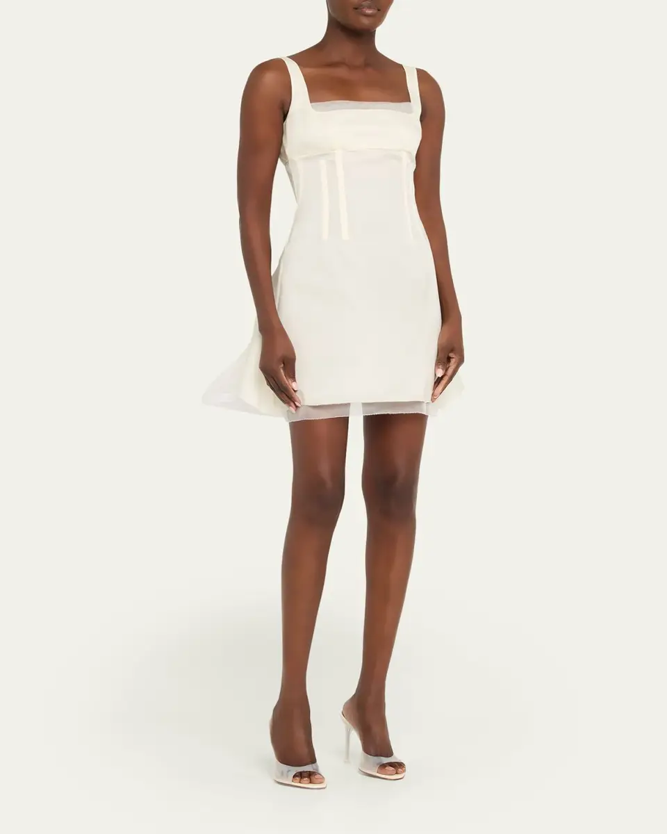 Alexander McQueen Square-Neck Ruffle Kickback Mini Corset Dress | Thumbnail 4 Alexander McQueen Square-Neck Ruffle Kickback Mini Corset Dress | Thumbnail 4