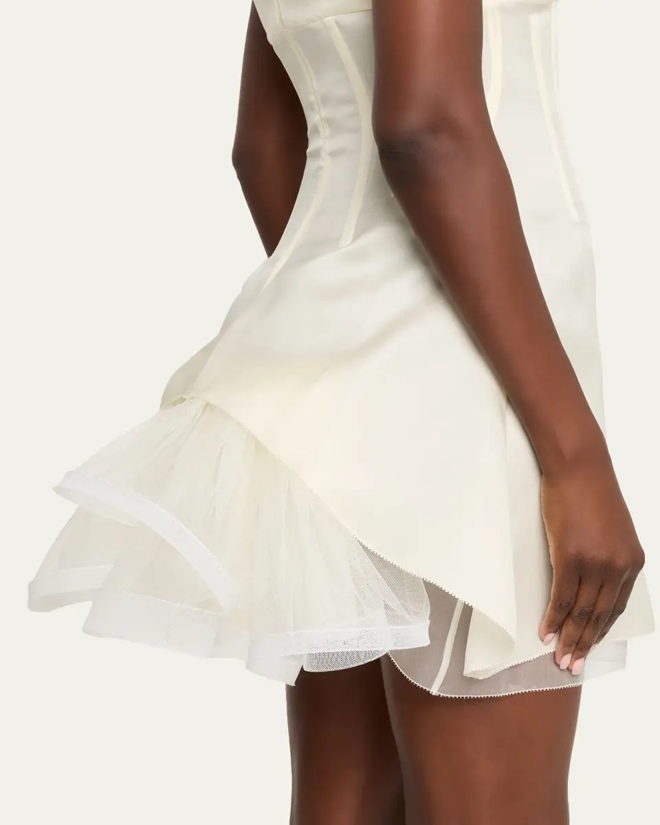 Alexander McQueen Square-Neck Ruffle Kickback Mini Corset Dress | Thumbnail 5 Alexander McQueen Square-Neck Ruffle Kickback Mini Corset Dress | Thumbnail 5