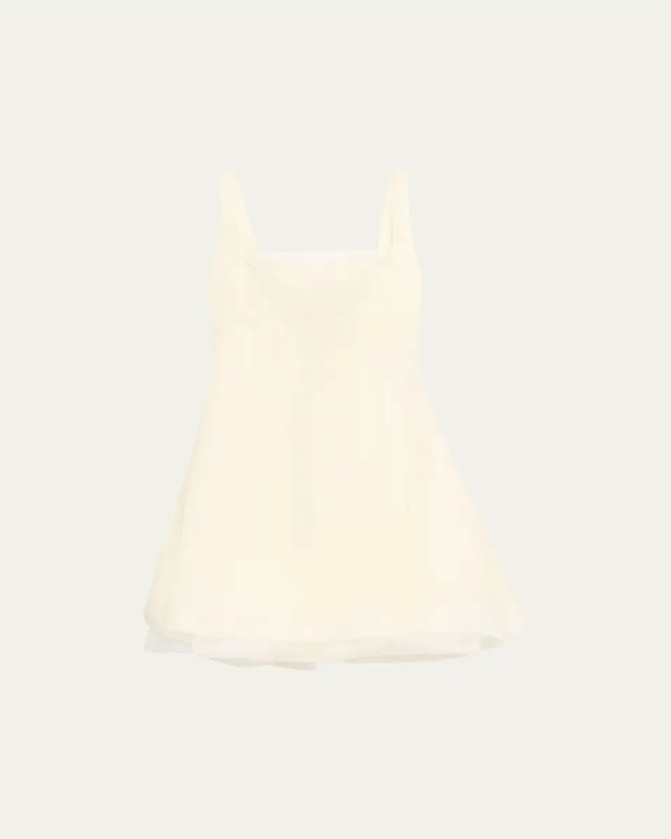 McQueen Square-Neck Ruffle Kickback Mini Corset Dress | Image 1 McQueen Square-Neck Ruffle Kickback Mini Corset Dress | Image 1