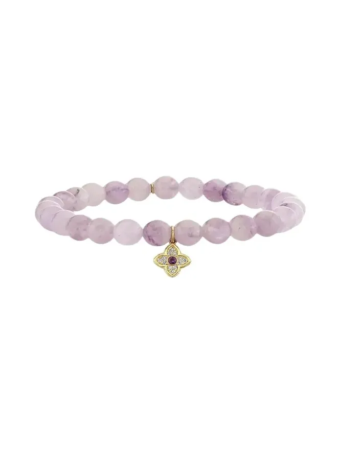 14K Gold Diamond Moroccan Flower on Amethyst Bracelet 14K Gold Diamond Moroccan Flower on Amethyst Bracelet