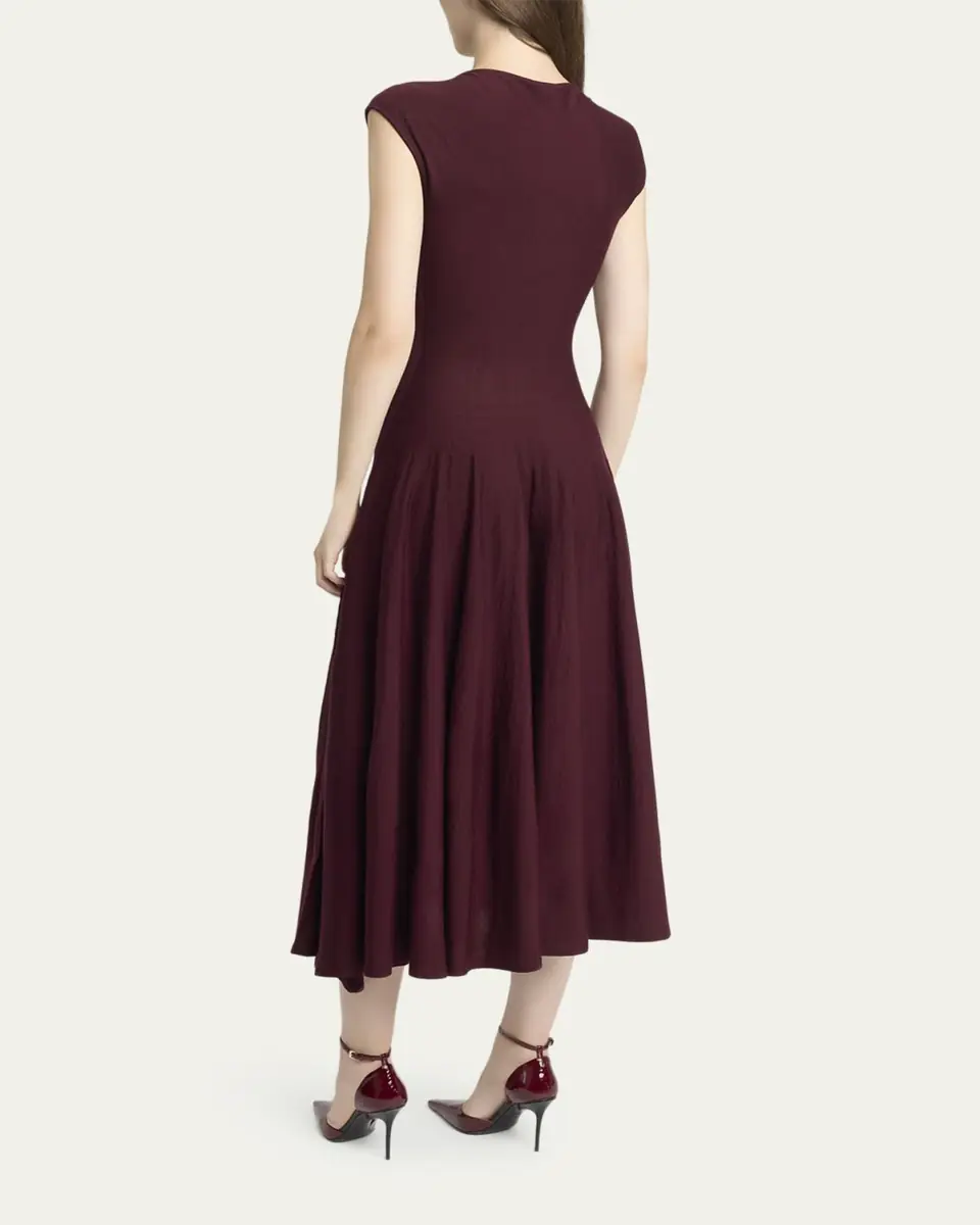 ALAÏA Sculpting Cap-Sleeve Midi Dress | Thumbnail 3 ALAÏA Sculpting Cap-Sleeve Midi Dress | Thumbnail 3