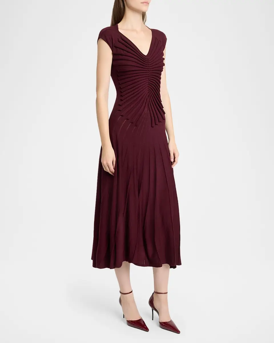 ALAÏA Sculpting Cap-Sleeve Midi Dress | Thumbnail 8 ALAÏA Sculpting Cap-Sleeve Midi Dress | Thumbnail 8