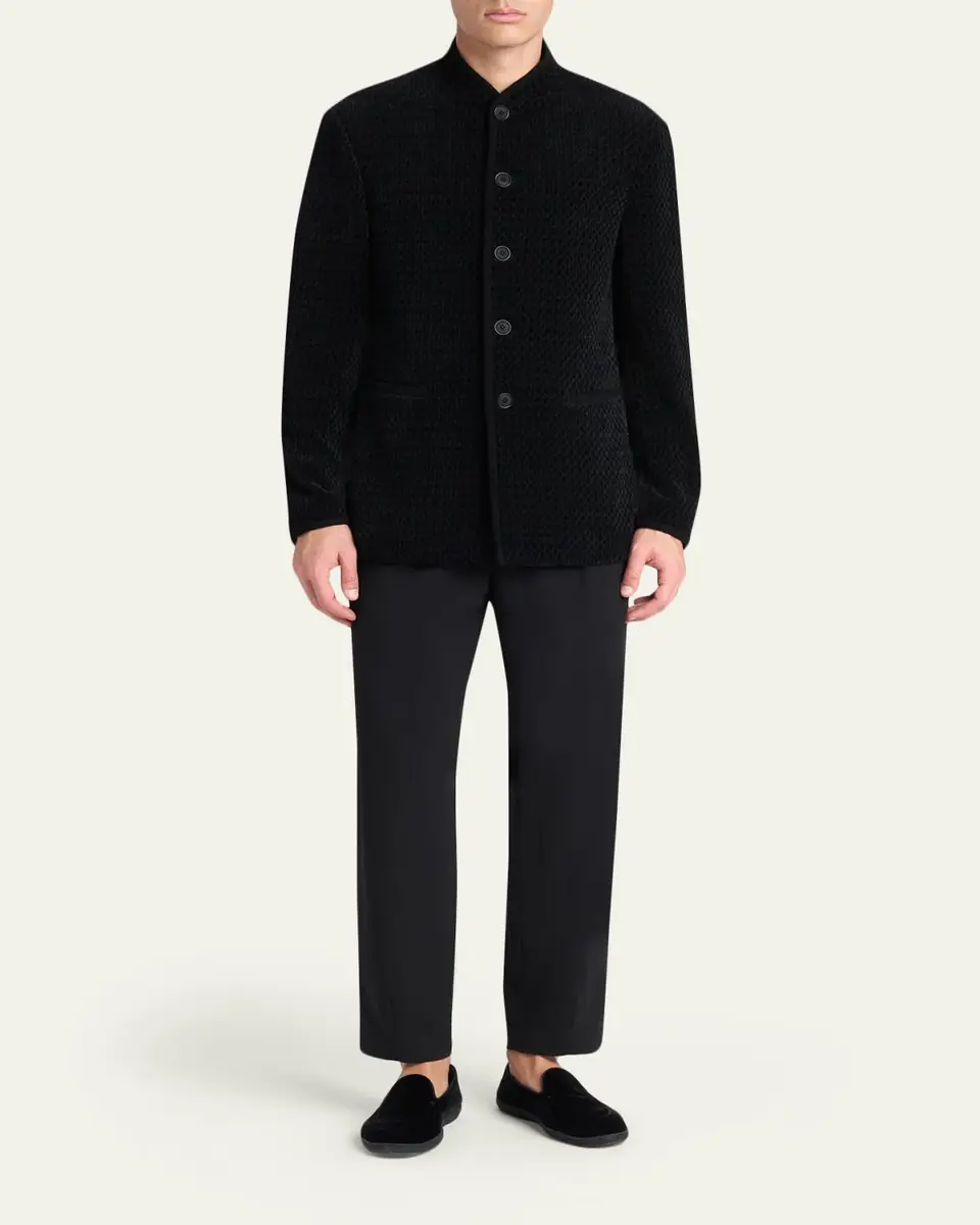 Giorgio Armani Men's Chenille Jersey Knit Jacket | Thumbnail 2 Giorgio Armani Men's Chenille Jersey Knit Jacket | Thumbnail 2