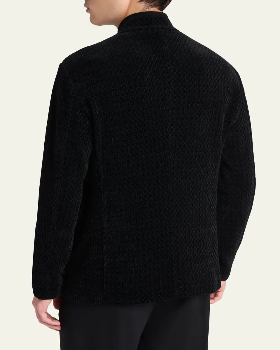 Giorgio Armani Men's Chenille Jersey Knit Jacket | Thumbnail 3 Giorgio Armani Men's Chenille Jersey Knit Jacket | Thumbnail 3