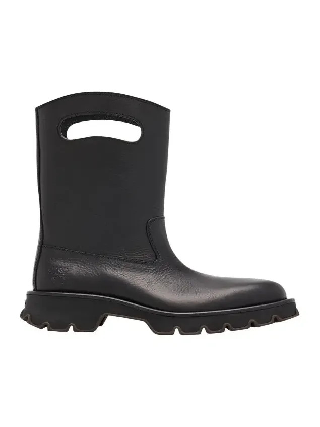 Loewe Men's Bobby Leather Calf-High Boots with Cut-Out Handles