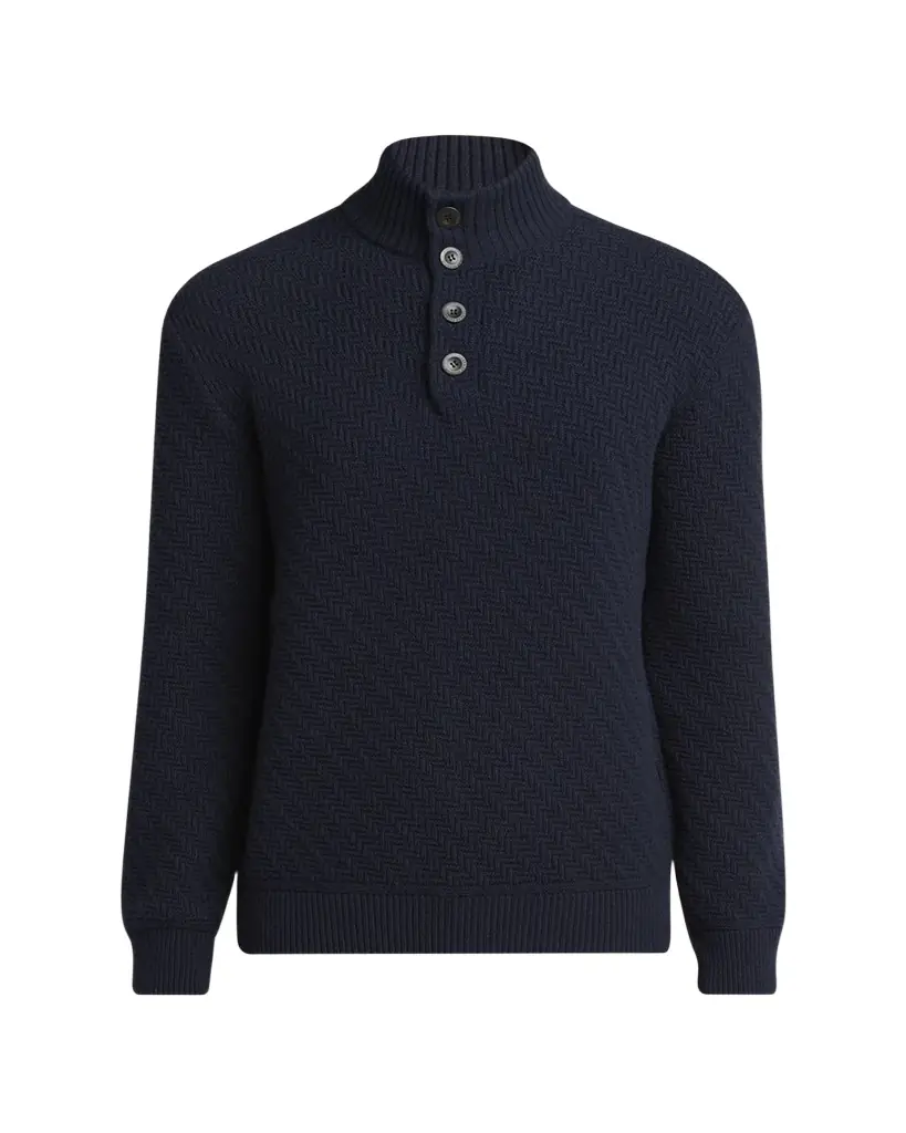 Giorgio Armani Men's Chevron Cashmere Half-Placket Sweater