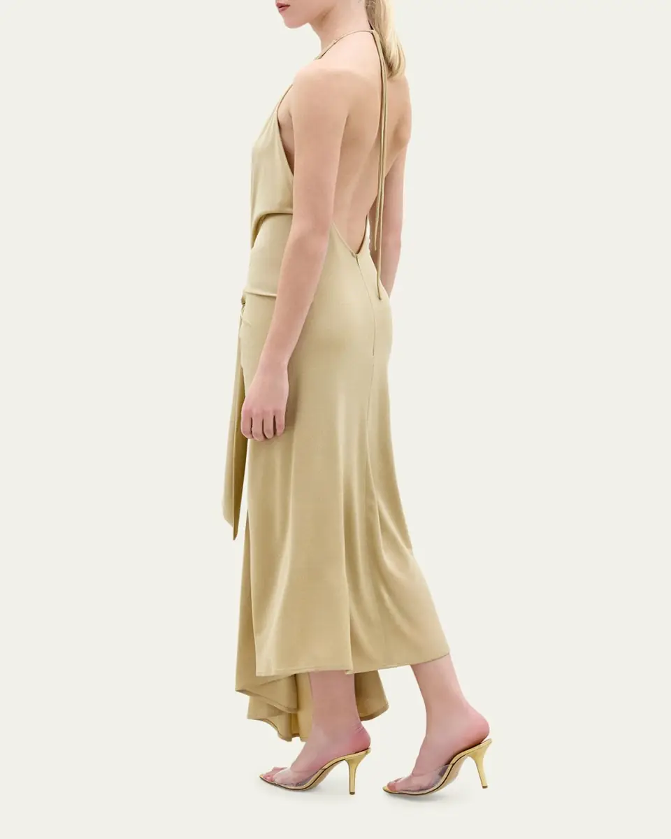 Silvia Tcherassi Adara Plunging Halter Knotted Maxi Dress | Thumbnail 3 Silvia Tcherassi Adara Plunging Halter Knotted Maxi Dress | Thumbnail 3