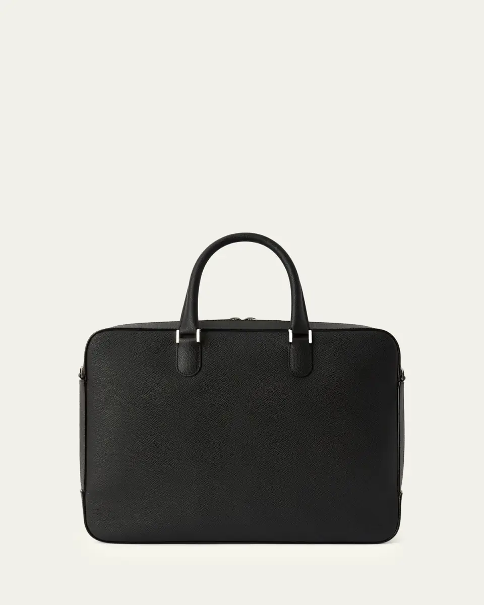 Valextra Men's Avietta Top-Handle Calfskin Briefcase with Zip Pocket | Thumbnail 2 Valextra Men's Avietta Top-Handle Calfskin Briefcase with Zip Pocket | Thumbnail 2