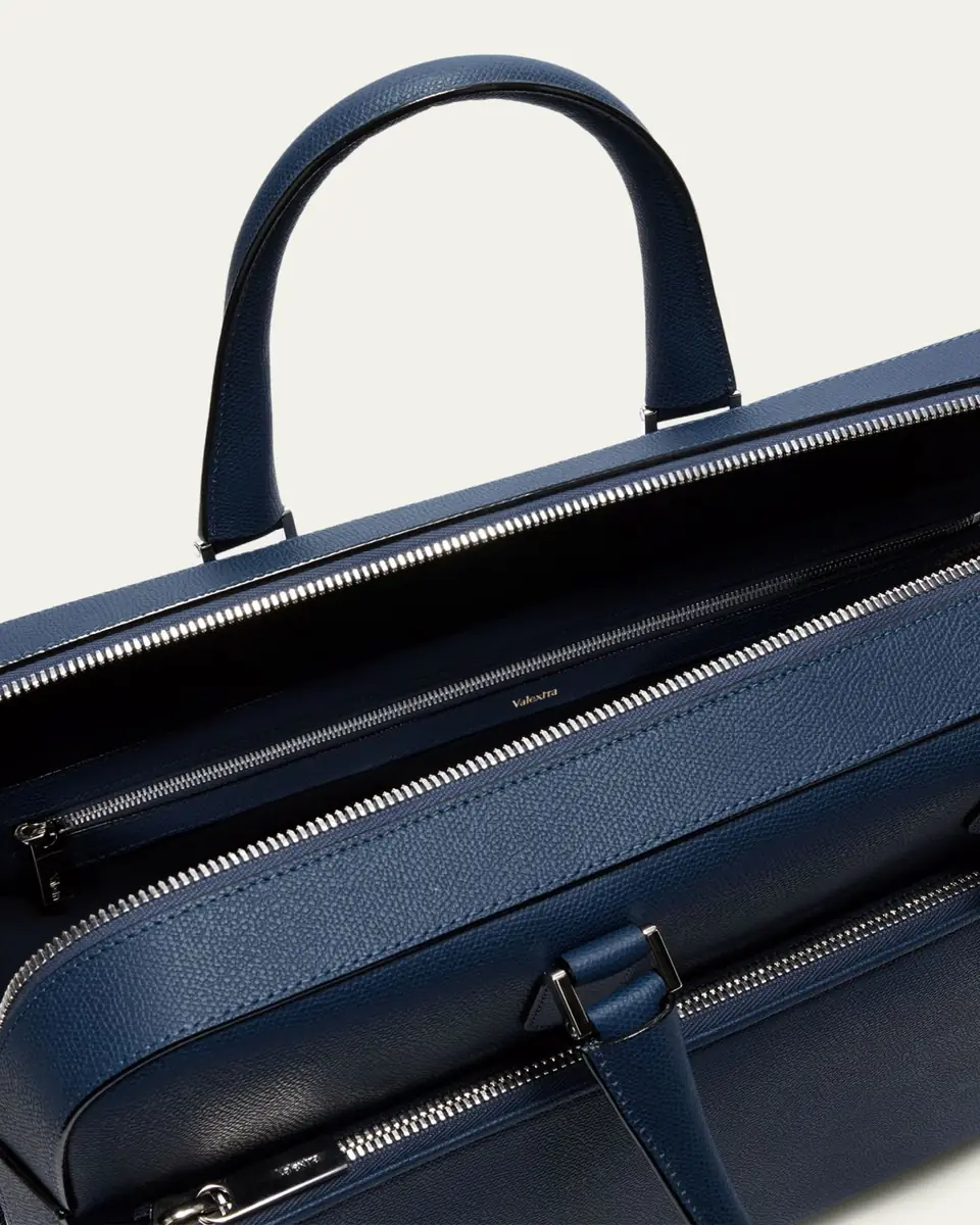 Valextra Men's Avietta Top-Handle Calfskin Briefcase with Zip Pocket | Thumbnail 6 Valextra Men's Avietta Top-Handle Calfskin Briefcase with Zip Pocket | Thumbnail 6