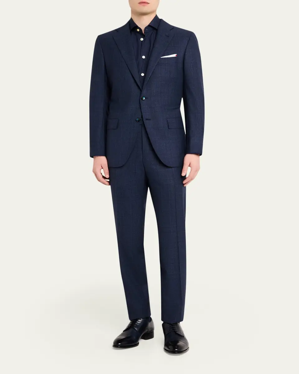 Kiton Men's Wool Tonal Plaid Single-Breasted Suit | Thumbnail 2 Kiton Men's Wool Tonal Plaid Single-Breasted Suit | Thumbnail 2