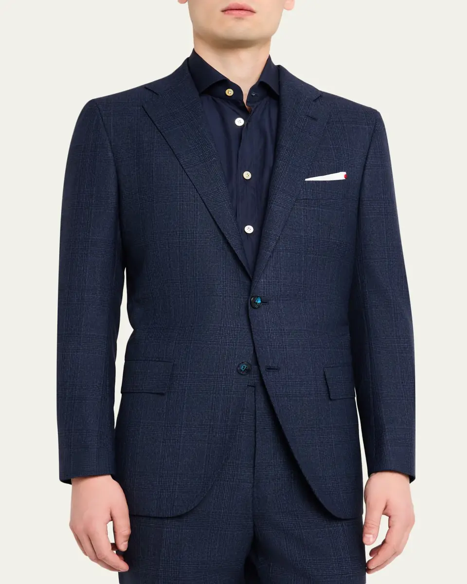 Kiton Men's Wool Tonal Plaid Single-Breasted Suit | Thumbnail 4 Kiton Men's Wool Tonal Plaid Single-Breasted Suit | Thumbnail 4