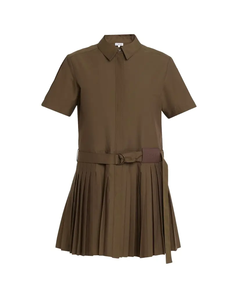 Belted Pleated Mini Shirtdress Belted Pleated Mini Shirtdress