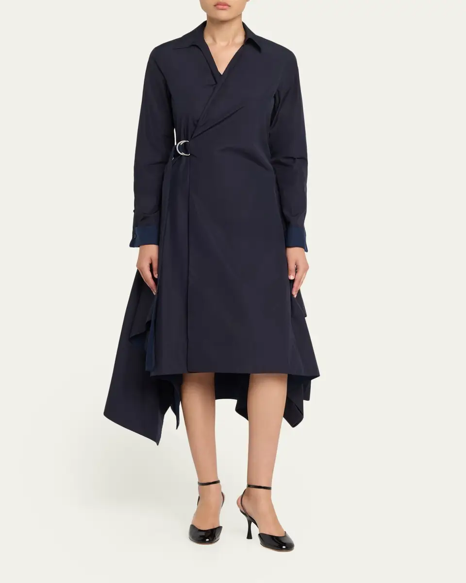 Loewe Long-Sleeve Handkerchief Midi Wrap Shirtdress | Thumbnail 2