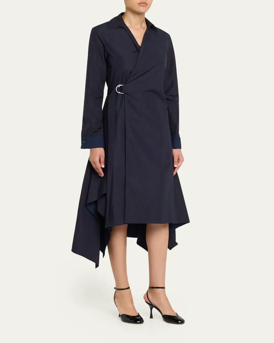 Loewe Long-Sleeve Handkerchief Midi Wrap Shirtdress | Thumbnail 4