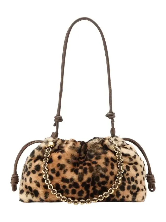 Flamenco Medium Shoulder Bag in Cheetah-Print Shearling Flamenco Medium Shoulder Bag in Cheetah-Print Shearling