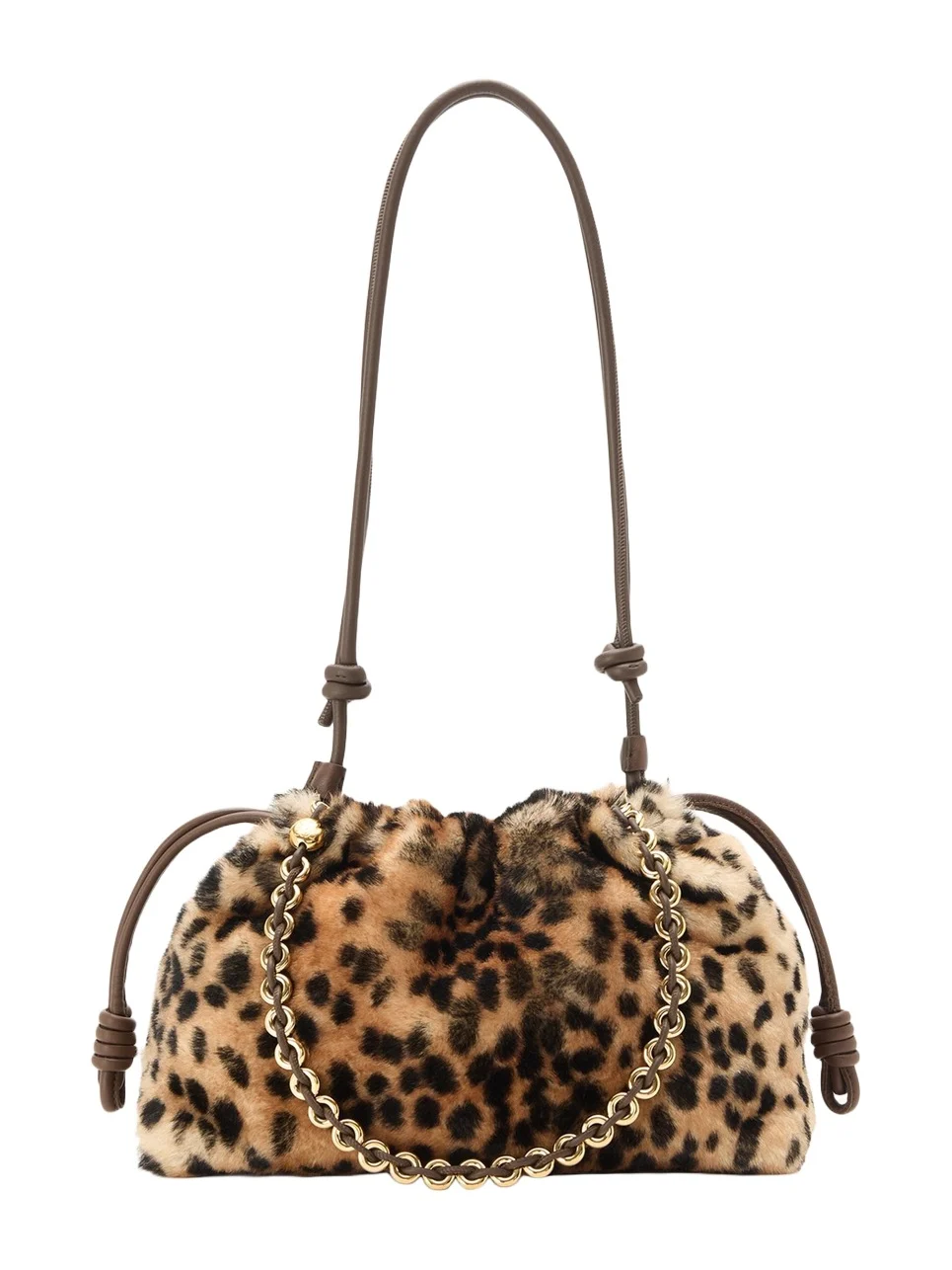 Loewe Flamenco Medium Shoulder Bag in Cheetah-Print Shearling