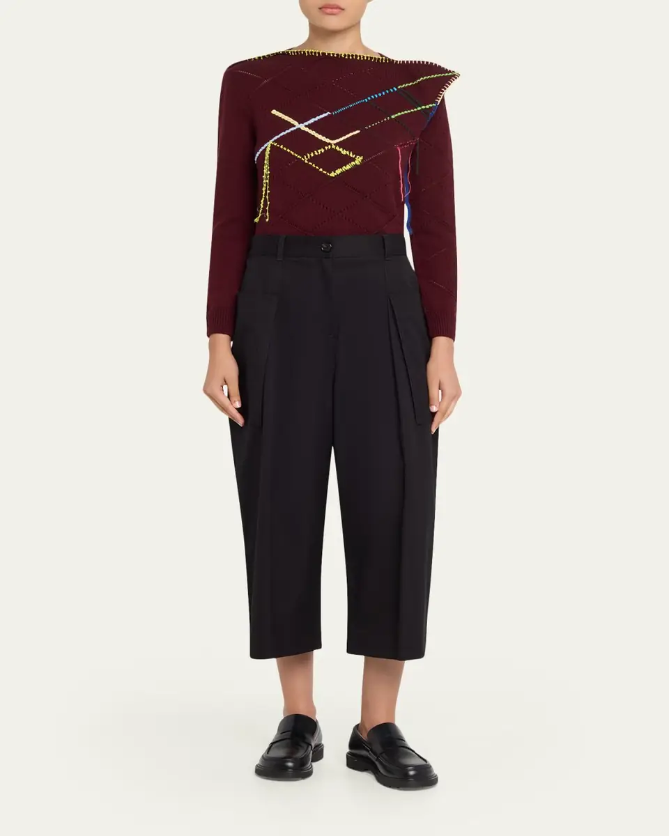 Loewe Pleated Wide-Leg Cropped Trousers | Thumbnail 2 Loewe Pleated Wide-Leg Cropped Trousers | Thumbnail 2