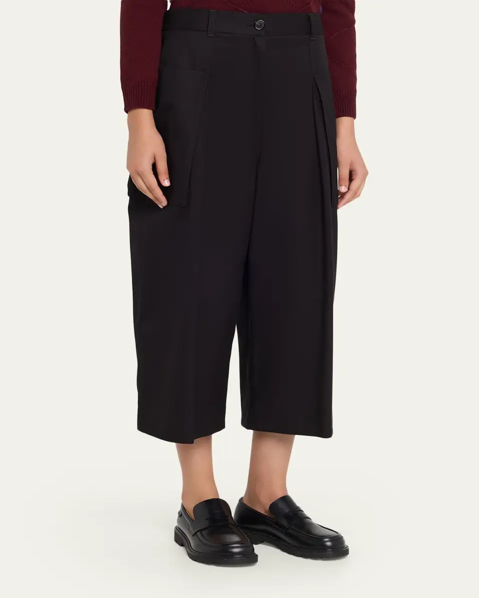 Loewe Pleated Wide-Leg Cropped Trousers | Thumbnail 4 Loewe Pleated Wide-Leg Cropped Trousers | Thumbnail 4