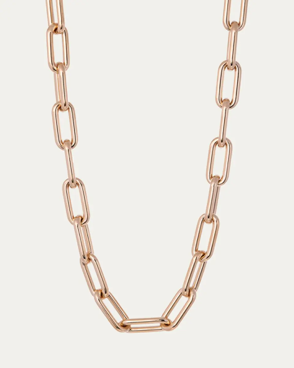 SIDNEY GARBER 18K Yellow Gold Elliptic Link Necklace with Peridot Clasp, 18"L | Thumbnail 2 SIDNEY GARBER 18K Yellow Gold Elliptic Link Necklace with Peridot Clasp, 18"L | Thumbnail 2