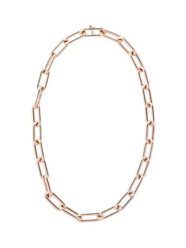18K Yellow Gold Elliptic Link Necklace with Peridot Clasp, 18"L 18K Yellow Gold Elliptic Link Necklace with Peridot Clasp, 18"L