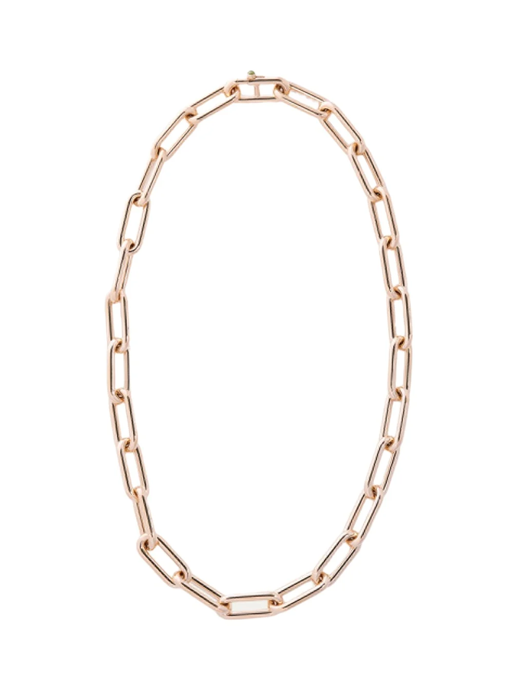 SIDNEY GARBER 18K Yellow Gold Elliptic Link Necklace with Peridot Clasp, 18"L